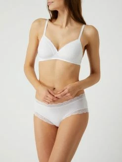 Hanro Hipster Mit Spitzenbesatz Modell 'Cotton Lace' - Weiß